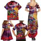 Personalised Australia Rugby Broncos ANZAC Family Matching Summer Maxi Dress and Hawaiian Shirt Brisbane Scratch Style