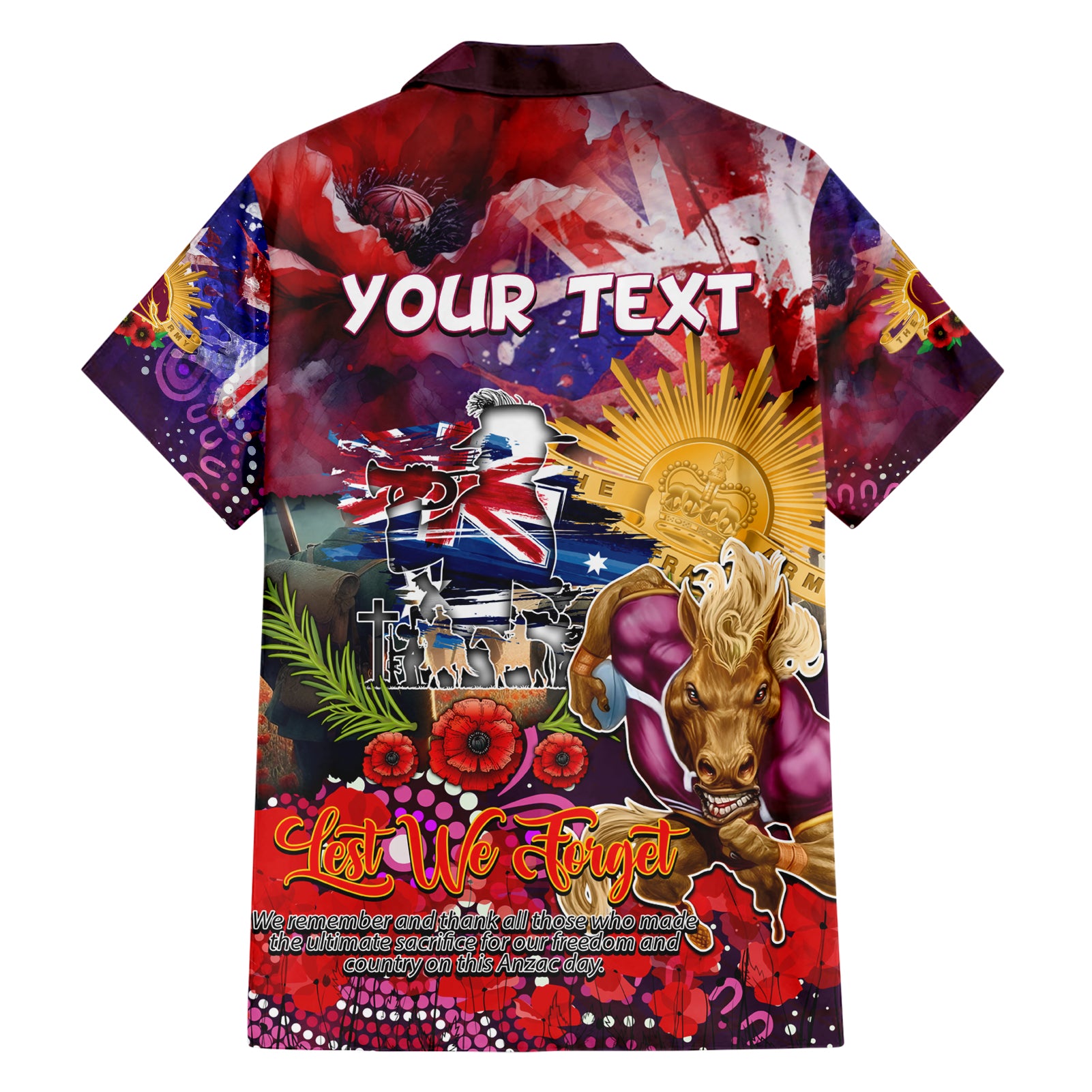 Personalised Australia Rugby Broncos ANZAC Hawaiian Shirt Brisbane Scratch Style