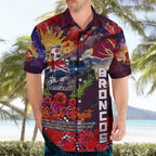 Personalised Australia Rugby Broncos ANZAC Hawaiian Shirt Brisbane Scratch Style