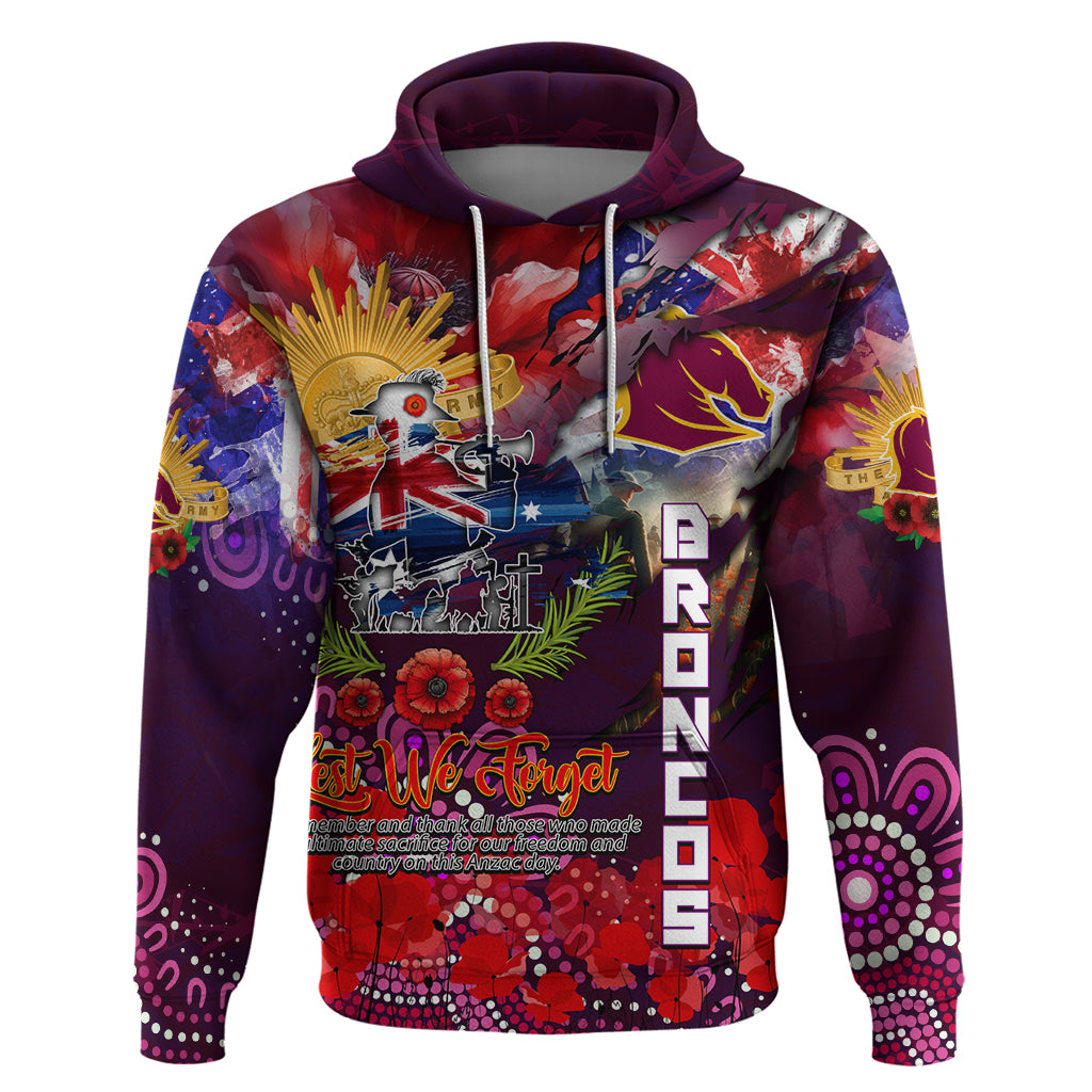 Personalised Australia Rugby Broncos ANZAC Hoodie Brisbane Scratch Style