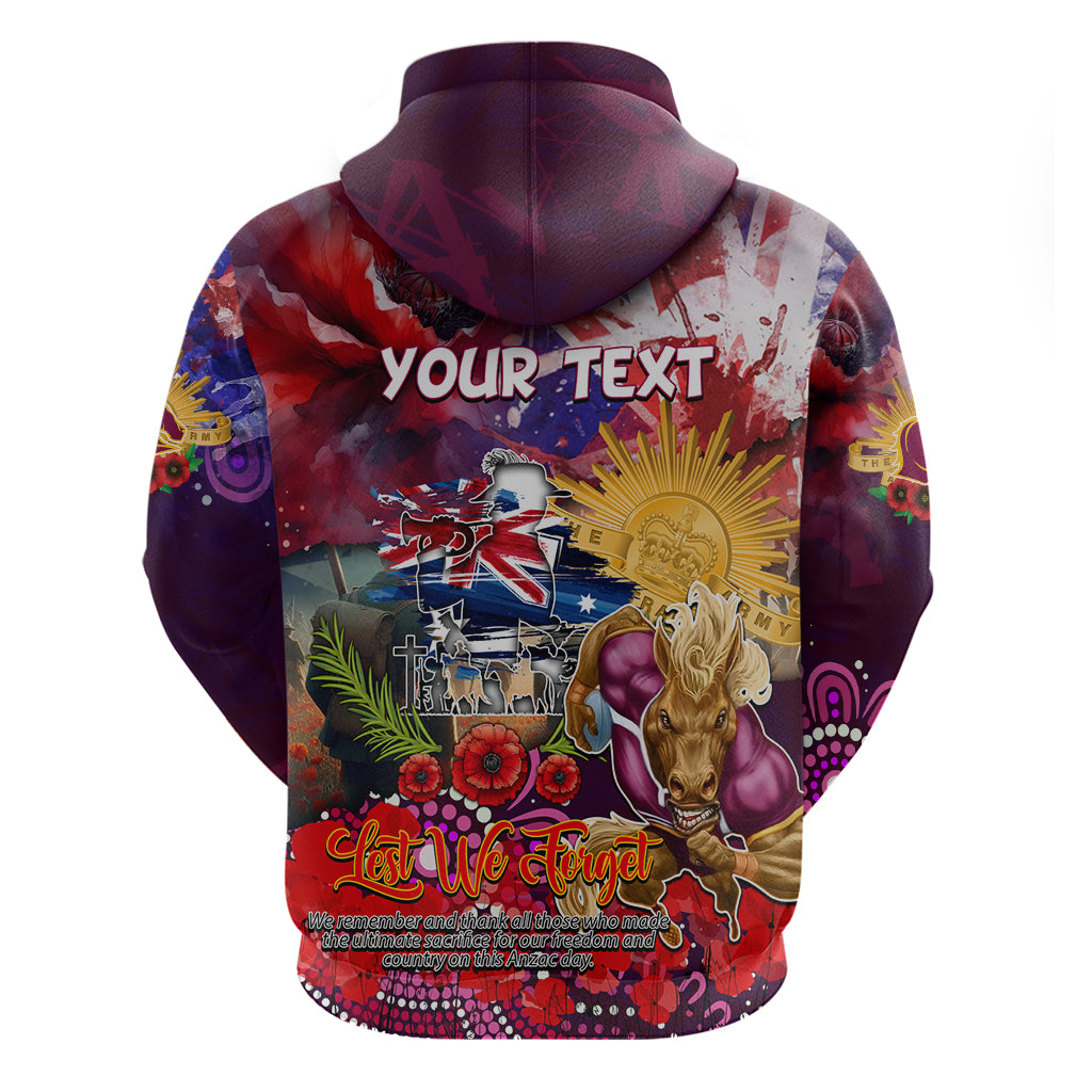 Personalised Australia Rugby Broncos ANZAC Hoodie Brisbane Scratch Style