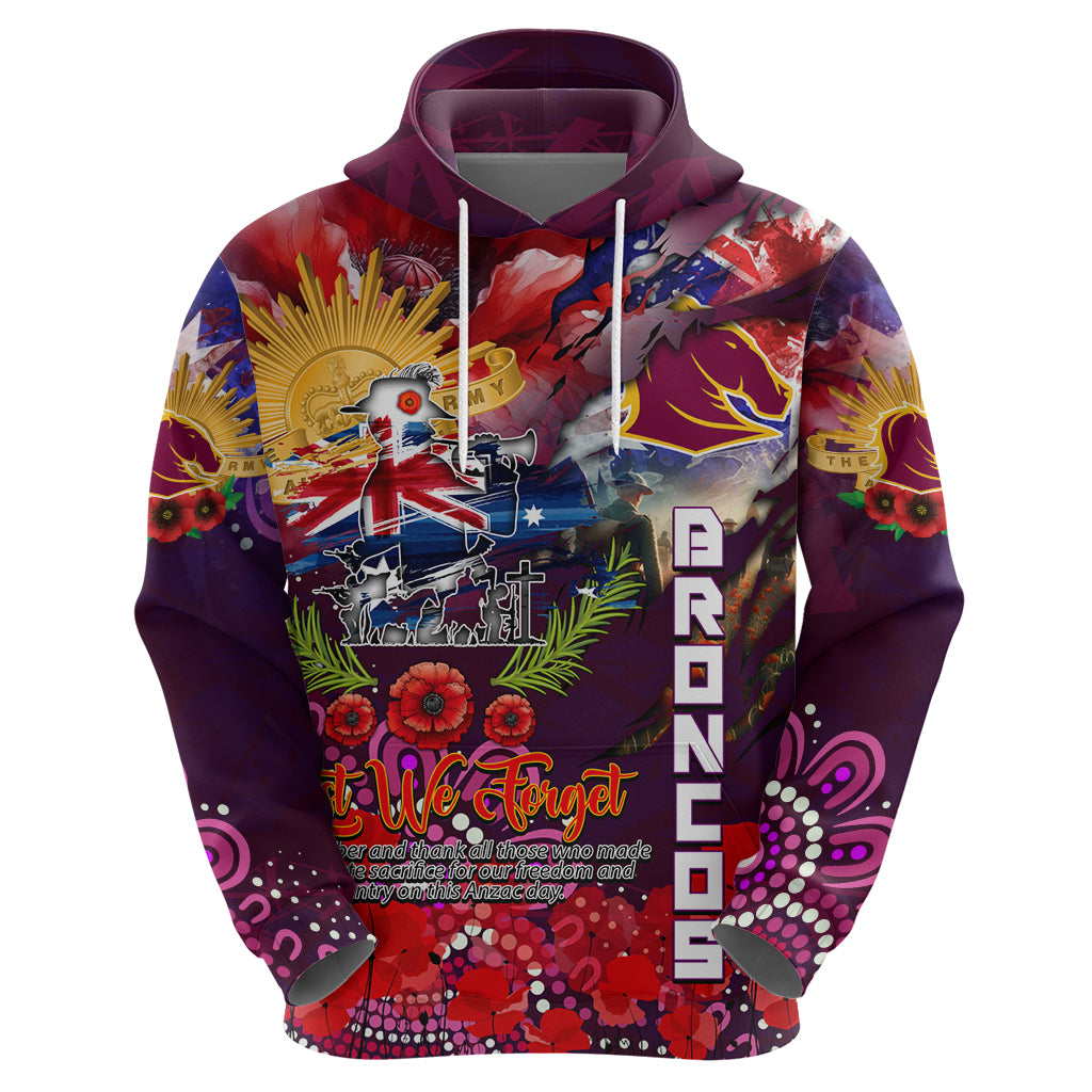 Personalised Australia Rugby Broncos ANZAC Hoodie Brisbane Scratch Style