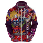 Personalised Australia Rugby Broncos ANZAC Hoodie Brisbane Scratch Style