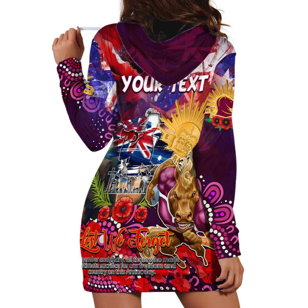 Personalised Australia Rugby Broncos ANZAC Hoodie Dress Brisbane Scratch Style