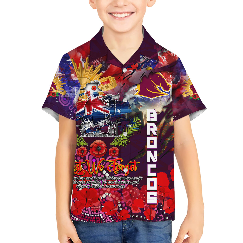 Personalised Australia Rugby Broncos ANZAC Kid Hawaiian Shirt Brisbane Scratch Style
