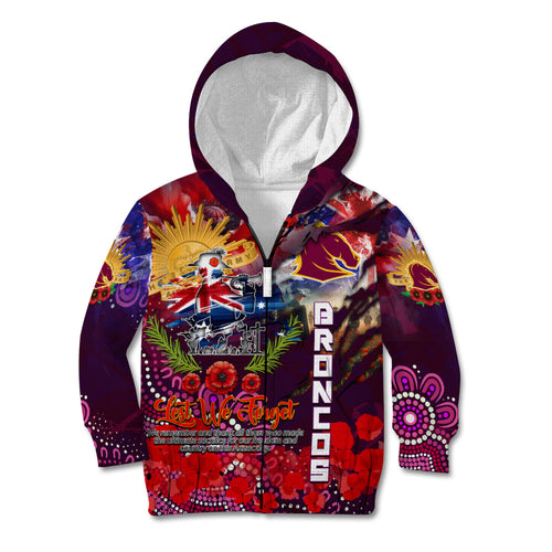 Personalised Australia Rugby Broncos ANZAC Kid Hoodie Brisbane Scratch Style