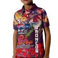 Personalised Australia Rugby Broncos ANZAC Kid Polo Shirt Brisbane Scratch Style