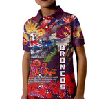 Personalised Australia Rugby Broncos ANZAC Kid Polo Shirt Brisbane Scratch Style