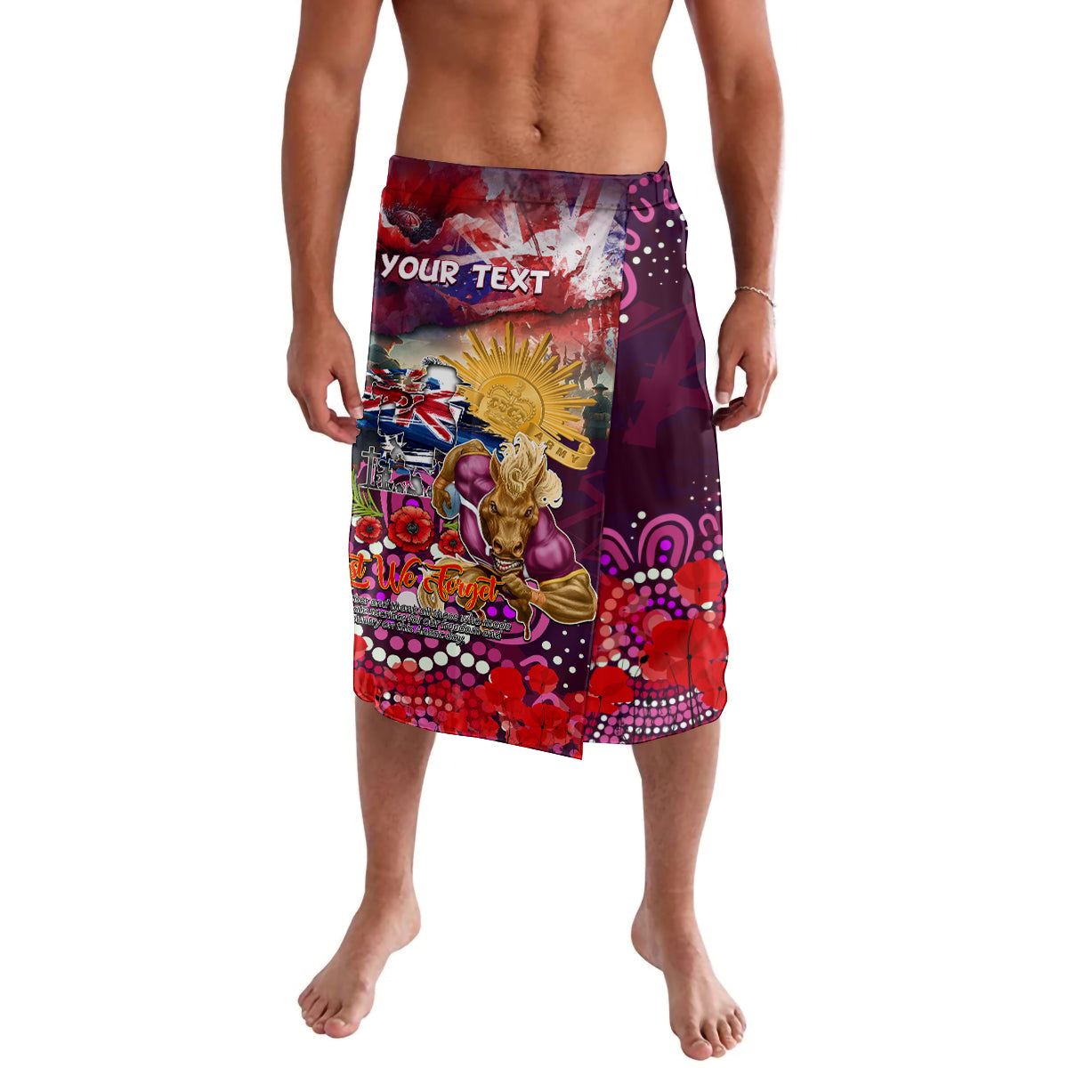 Personalised Australia Rugby Broncos ANZAC Lavalava Brisbane Scratch Style