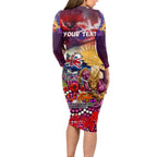 Personalised Australia Rugby Broncos ANZAC Long Sleeve Bodycon Dress Brisbane Scratch Style