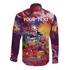 Personalised Australia Rugby Broncos ANZAC Long Sleeve Button Shirt Brisbane Scratch Style