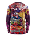 Personalised Australia Rugby Broncos ANZAC Long Sleeve Shirt Brisbane Scratch Style