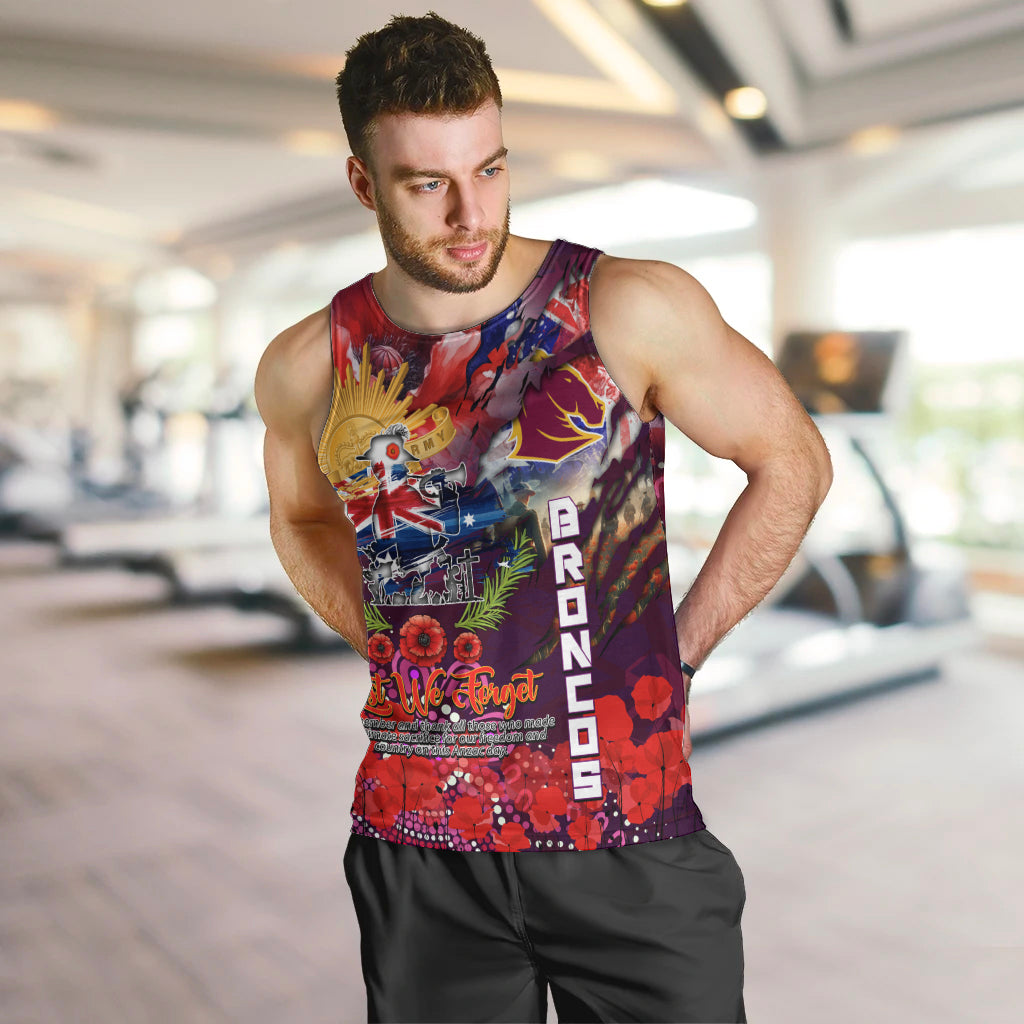 Personalised Australia Rugby Broncos ANZAC Men Tank Top Brisbane Scratch Style