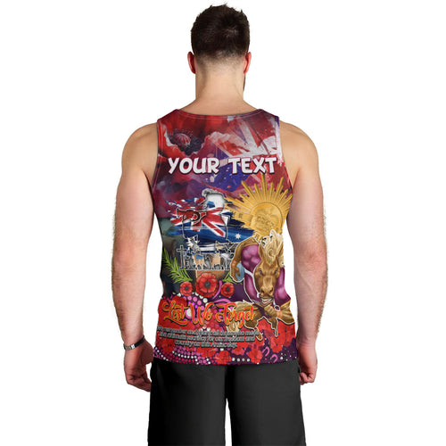 Personalised Australia Rugby Broncos ANZAC Men Tank Top Brisbane Scratch Style