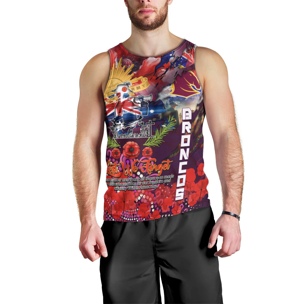 Personalised Australia Rugby Broncos ANZAC Men Tank Top Brisbane Scratch Style