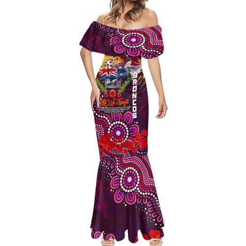 Personalised Australia Rugby Broncos ANZAC Mermaid Dress Brisbane Scratch Style