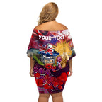 Personalised Australia Rugby Broncos ANZAC Off Shoulder Short Dress Brisbane Scratch Style