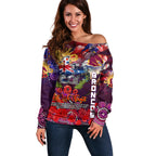 Personalised Australia Rugby Broncos ANZAC Off Shoulder Sweater Brisbane Scratch Style