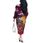 Personalised Australia Rugby Broncos ANZAC Off The Shoulder Long Sleeve Dress Brisbane Scratch Style