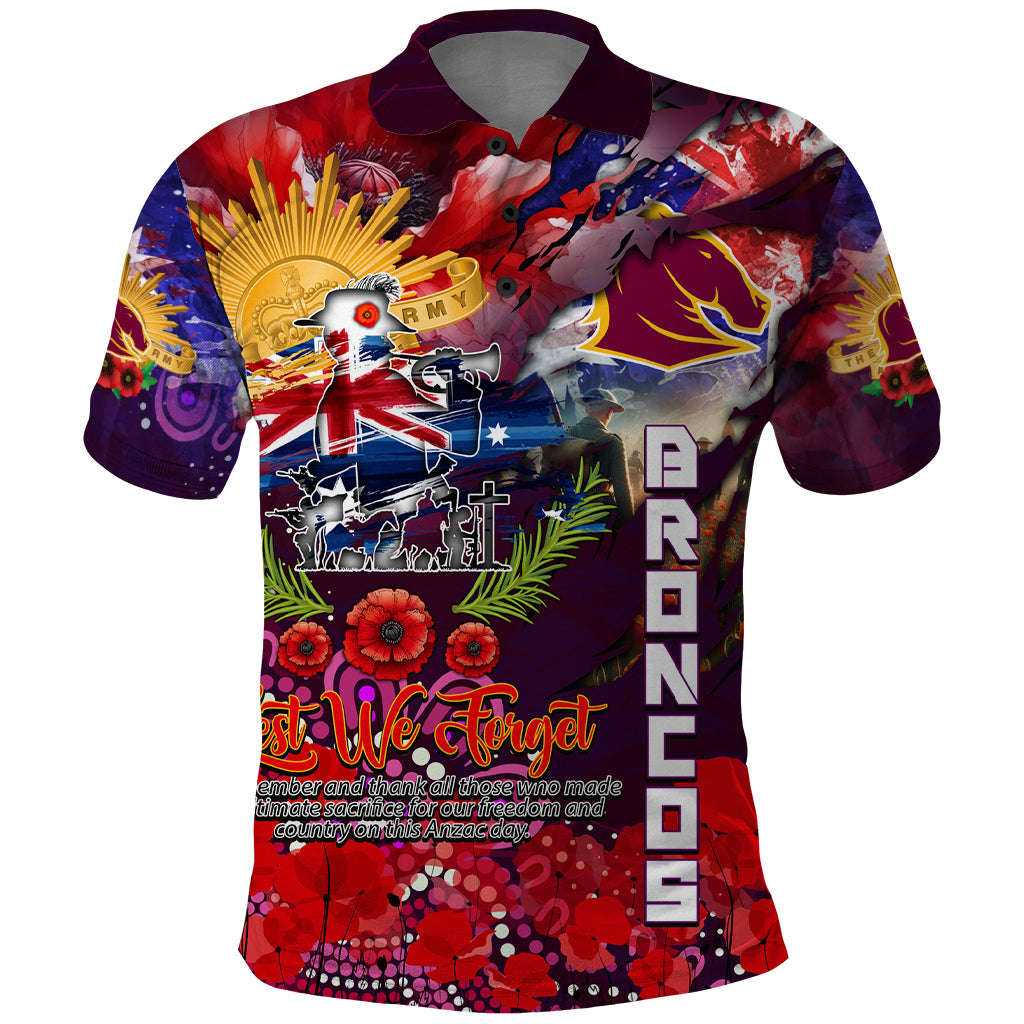 Personalised Australia Rugby Broncos ANZAC Polo Shirt Brisbane Scratch Style