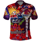 Personalised Australia Rugby Broncos ANZAC Polo Shirt Brisbane Scratch Style