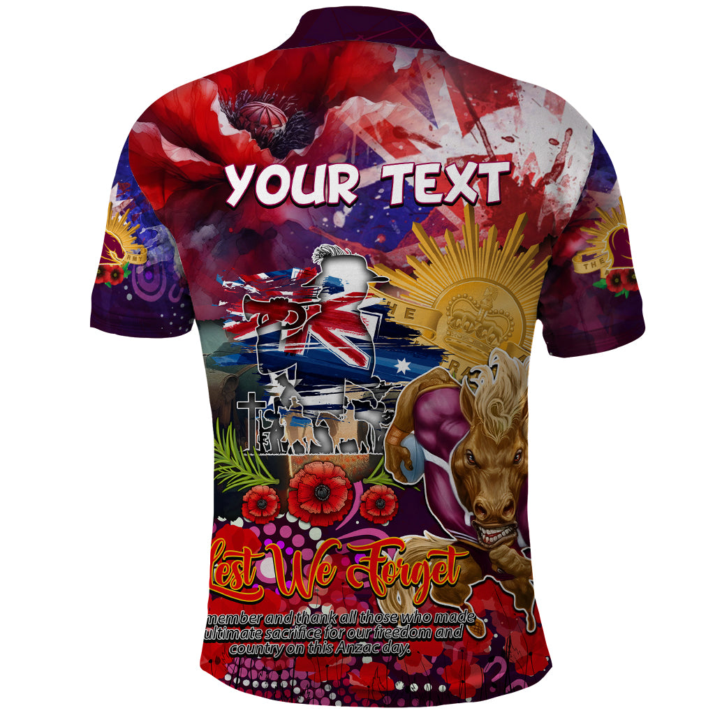Personalised Australia Rugby Broncos ANZAC Polo Shirt Brisbane Scratch Style