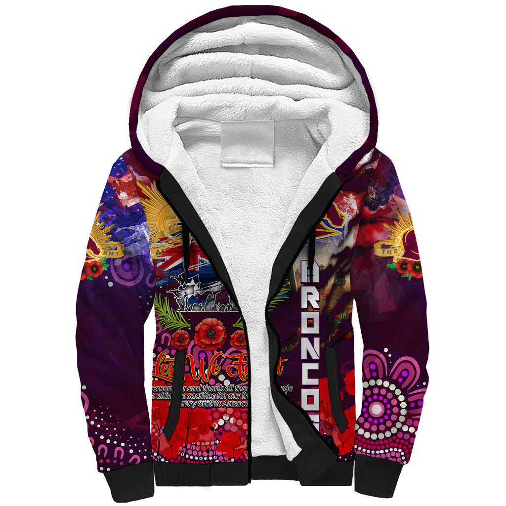 Personalised Australia Rugby Broncos ANZAC Sherpa Hoodie Brisbane Scratch Style