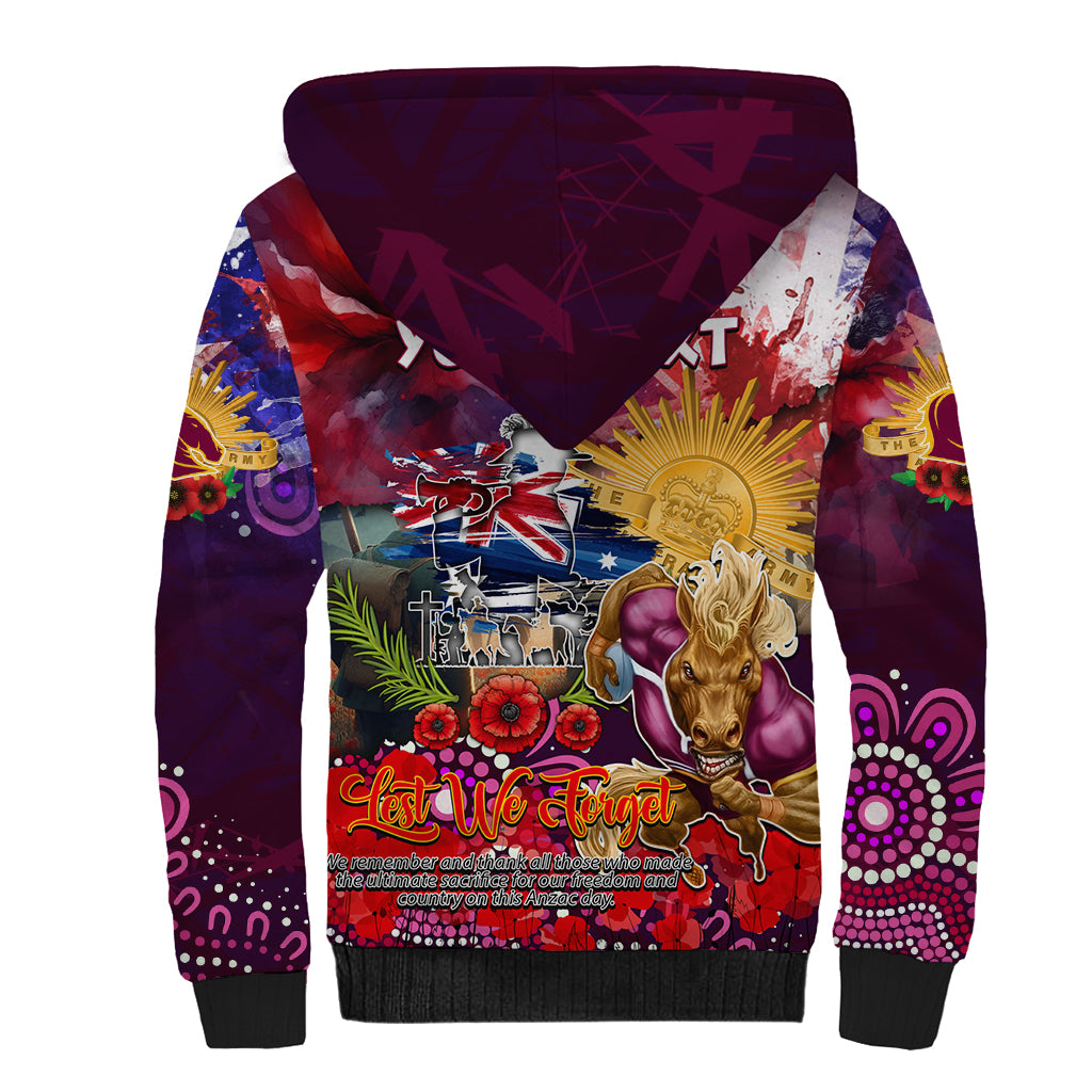 Personalised Australia Rugby Broncos ANZAC Sherpa Hoodie Brisbane Scratch Style
