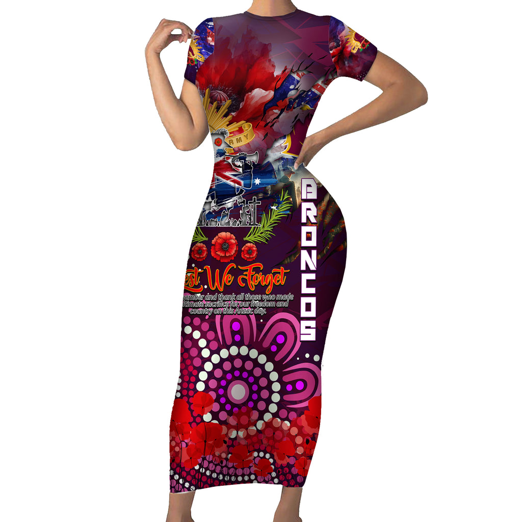 Personalised Australia Rugby Broncos ANZAC Short Sleeve Bodycon Dress Brisbane Scratch Style