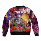 Personalised Australia Rugby Broncos ANZAC Sleeve Zip Bomber Jacket Brisbane Scratch Style