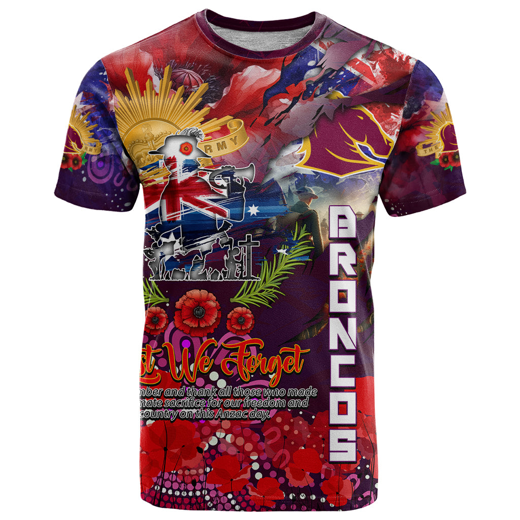 Personalised Australia Rugby Broncos ANZAC T Shirt Brisbane Scratch Style