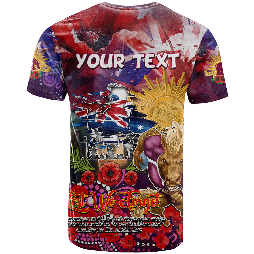 Personalised Australia Rugby Broncos ANZAC T Shirt Brisbane Scratch Style