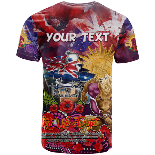 Personalised Australia Rugby Broncos ANZAC T Shirt Brisbane Scratch Style