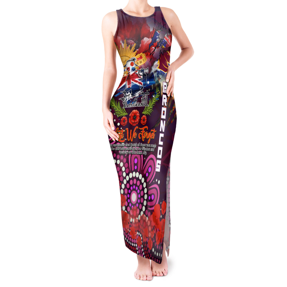 Personalised Australia Rugby Broncos ANZAC Tank Maxi Dress Brisbane Scratch Style
