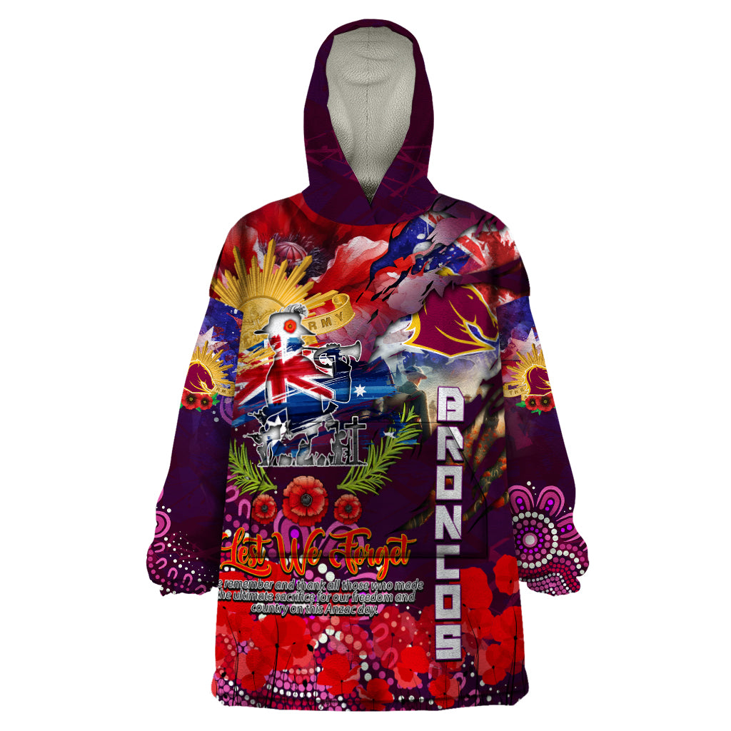 Personalised Australia Rugby Broncos ANZAC Wearable Blanket Hoodie Brisbane Scratch Style