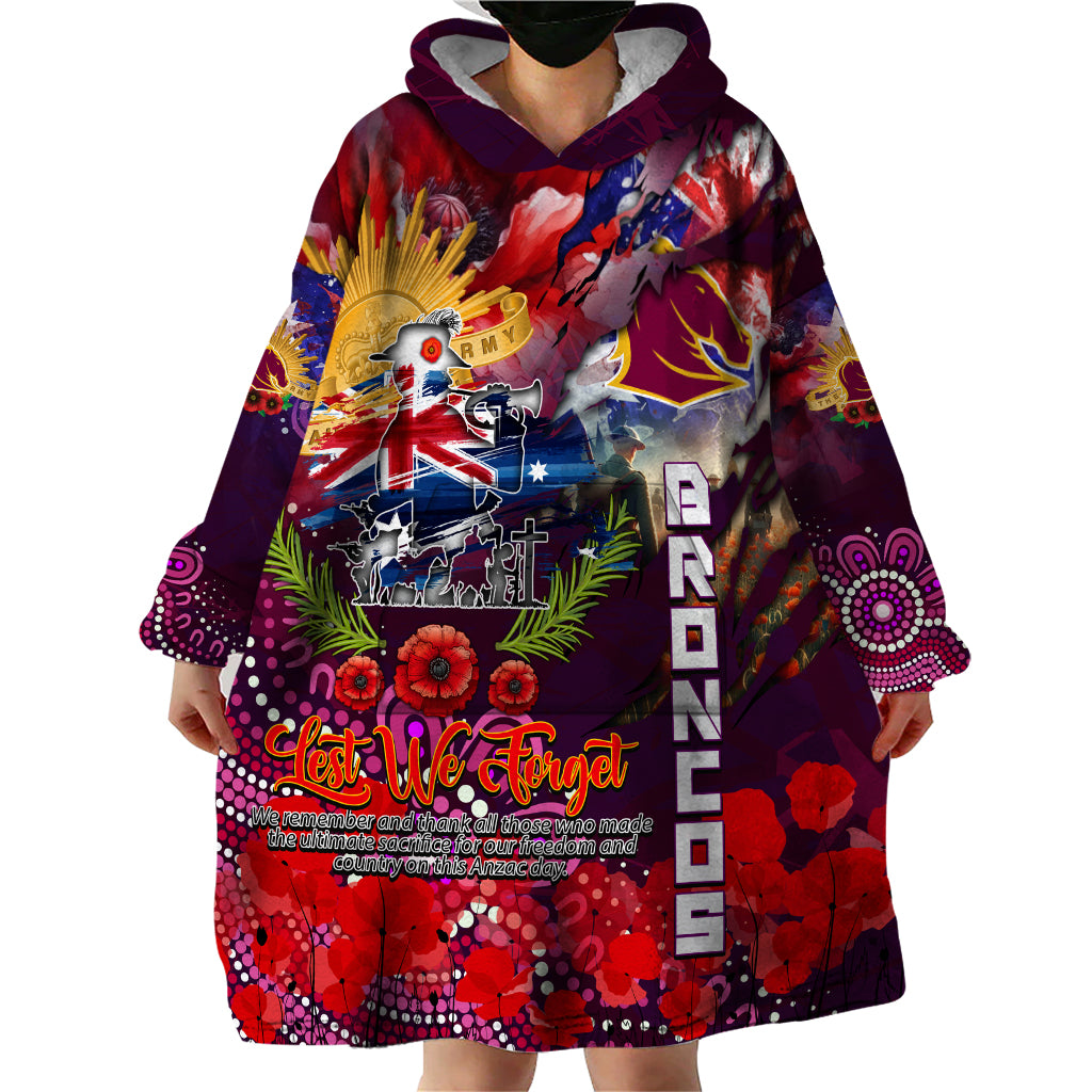 Personalised Australia Rugby Broncos ANZAC Wearable Blanket Hoodie Brisbane Scratch Style