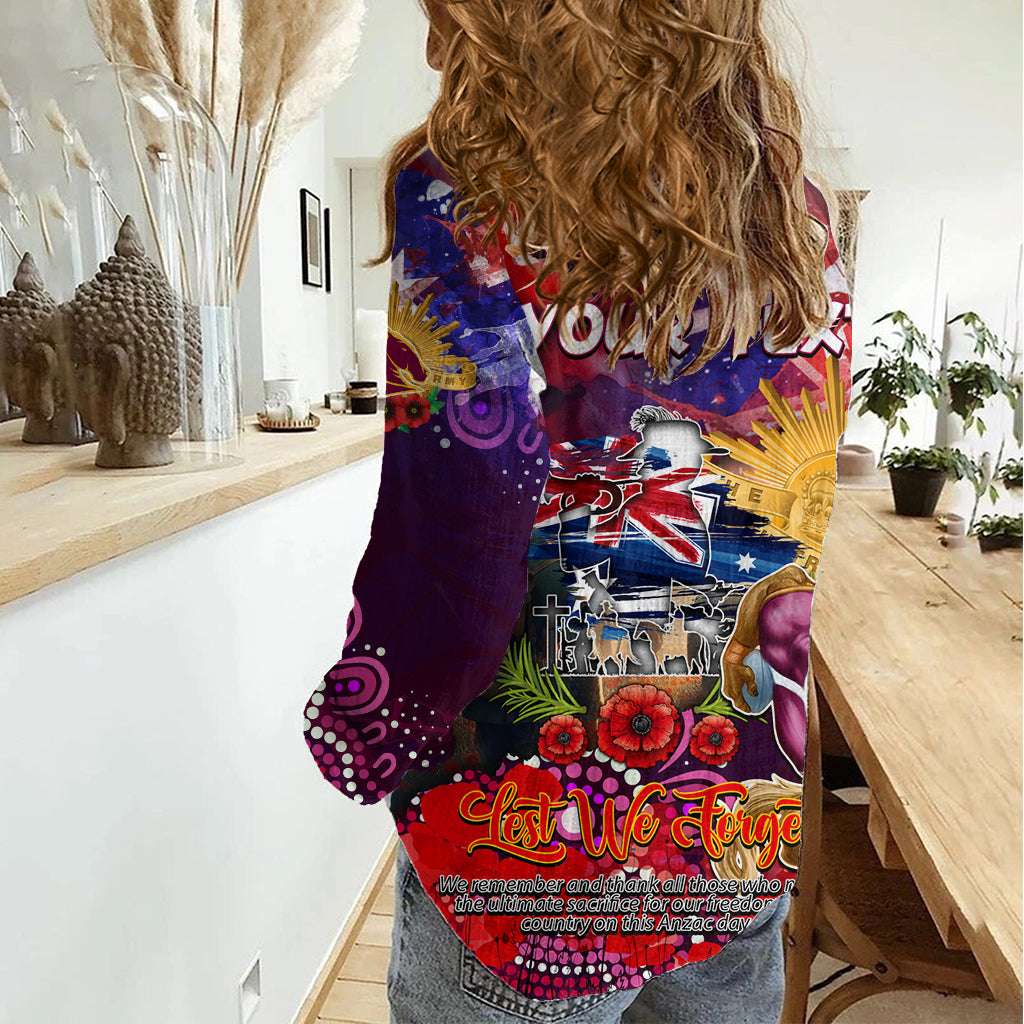 Personalised Australia Rugby Broncos ANZAC Women Casual Shirt Brisbane Scratch Style