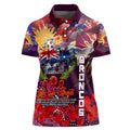 Personalised Australia Rugby Broncos ANZAC Women Polo Shirt Brisbane Scratch Style