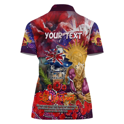 Personalised Australia Rugby Broncos ANZAC Women Polo Shirt Brisbane Scratch Style