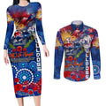 Personalised Australia Rugby Bulldogs ANZAC Couples Matching Long Sleeve Bodycon Dress and Long Sleeve Button Shirt Canterbury-Bankstown Scratch Style