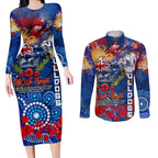 Personalised Australia Rugby Bulldogs ANZAC Couples Matching Long Sleeve Bodycon Dress and Long Sleeve Button Shirt Canterbury-Bankstown Scratch Style