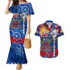 Personalised Australia Rugby Bulldogs ANZAC Couples Matching Mermaid Dress and Hawaiian Shirt Canterbury-Bankstown Scratch Style