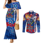 Personalised Australia Rugby Bulldogs ANZAC Couples Matching Mermaid Dress and Long Sleeve Button Shirt Canterbury-Bankstown Scratch Style