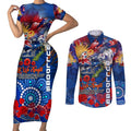 Personalised Australia Rugby Bulldogs ANZAC Couples Matching Short Sleeve Bodycon Dress and Long Sleeve Button Shirt Canterbury-Bankstown Scratch Style
