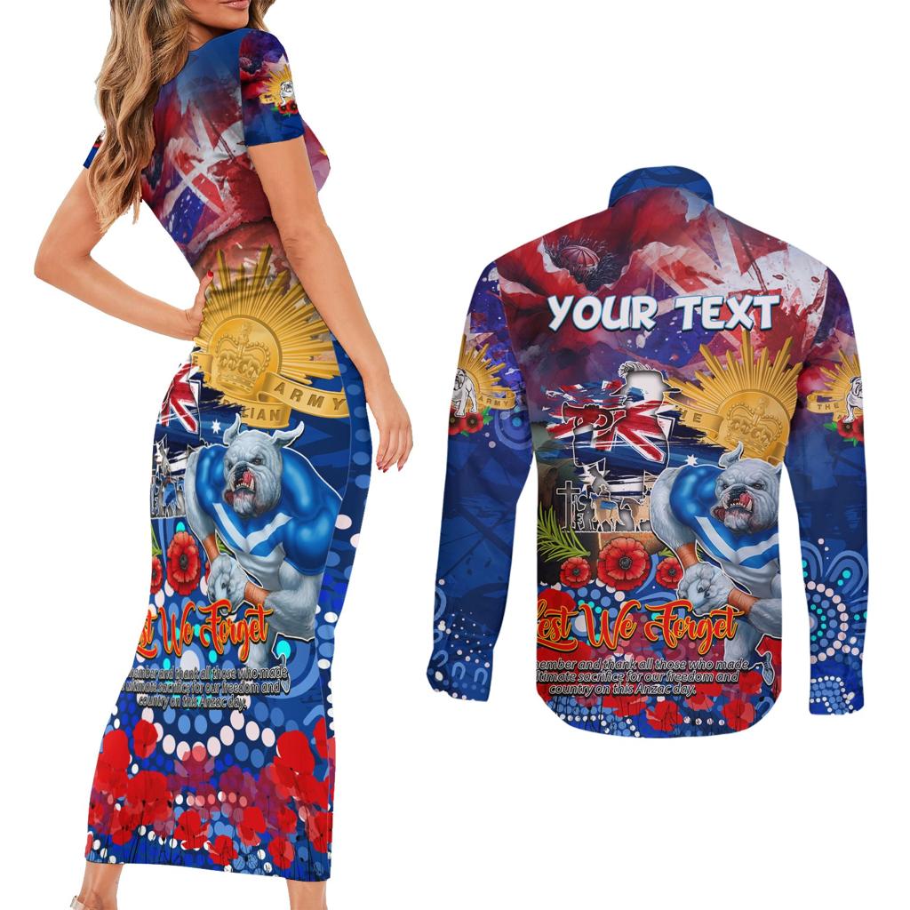 Personalised Australia Rugby Bulldogs ANZAC Couples Matching Short Sleeve Bodycon Dress and Long Sleeve Button Shirt Canterbury-Bankstown Scratch Style