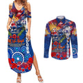 Personalised Australia Rugby Bulldogs ANZAC Couples Matching Summer Maxi Dress and Long Sleeve Button Shirt Canterbury-Bankstown Scratch Style