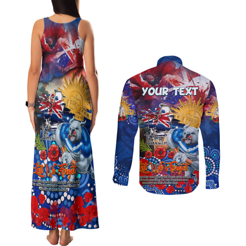 Personalised Australia Rugby Bulldogs ANZAC Couples Matching Tank Maxi Dress and Long Sleeve Button Shirt Canterbury-Bankstown Scratch Style