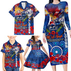 Personalised Australia Rugby Bulldogs ANZAC Family Matching Long Sleeve Bodycon Dress and Hawaiian Shirt Canterbury-Bankstown Scratch Style