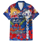 Personalised Australia Rugby Bulldogs ANZAC Family Matching Long Sleeve Bodycon Dress and Hawaiian Shirt Canterbury-Bankstown Scratch Style