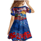 Personalised Australia Rugby Bulldogs ANZAC Family Matching Mermaid Dress and Hawaiian Shirt Canterbury-Bankstown Scratch Style